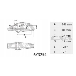 J250 cat excavator tooth adapter with 25mm blade