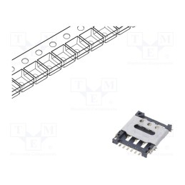 2 pcs x Global Connector Technology (GCT) - SIM8060-6-1-14-00-A - Connector: for cards, Nano SIM, with hinged cover, SMT, PIN: 6