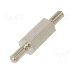 10 pcs x DREMEC - 412X10 - Screwed spacer sleeve, 10mm, Ext.thread: M2,5, hexagonal, brass