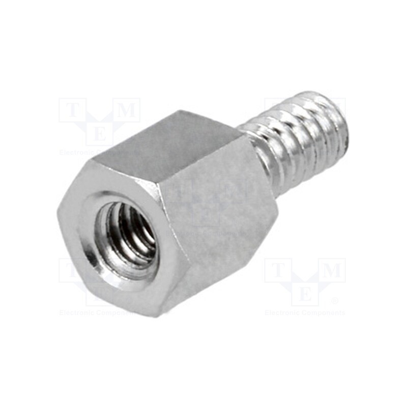 10 pcs x DREMEC - 2100X05/6 - Screwed spacer sleeve, 5mm, Int.thread: UNC4-40, brass, nickel