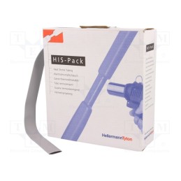 1 pcs x HELLERMANNTYTON - 300-31274 - Heat shrink sleeve, 2: 1, 12.7mm, L: 5m, grey, cardboard packaging