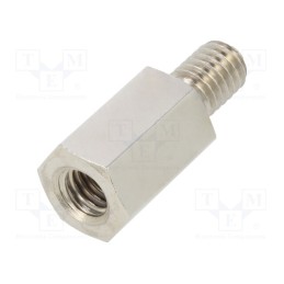 10 pcs x DREMEC - 219X15 - Screwed spacer sleeve, 15mm, Int.thread: M6, Ext.thread: M6, brass