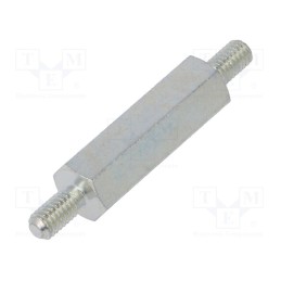 10 pcs x DREMEC - 427X25 - Screwed spacer sleeve, 25mm, Ext.thread: M4, hexagonal, steel