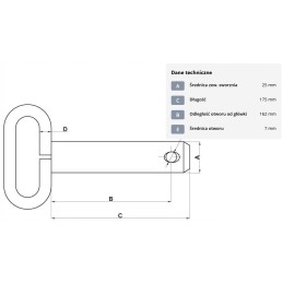 Straight pin pin with handle 25mm dl 162mm