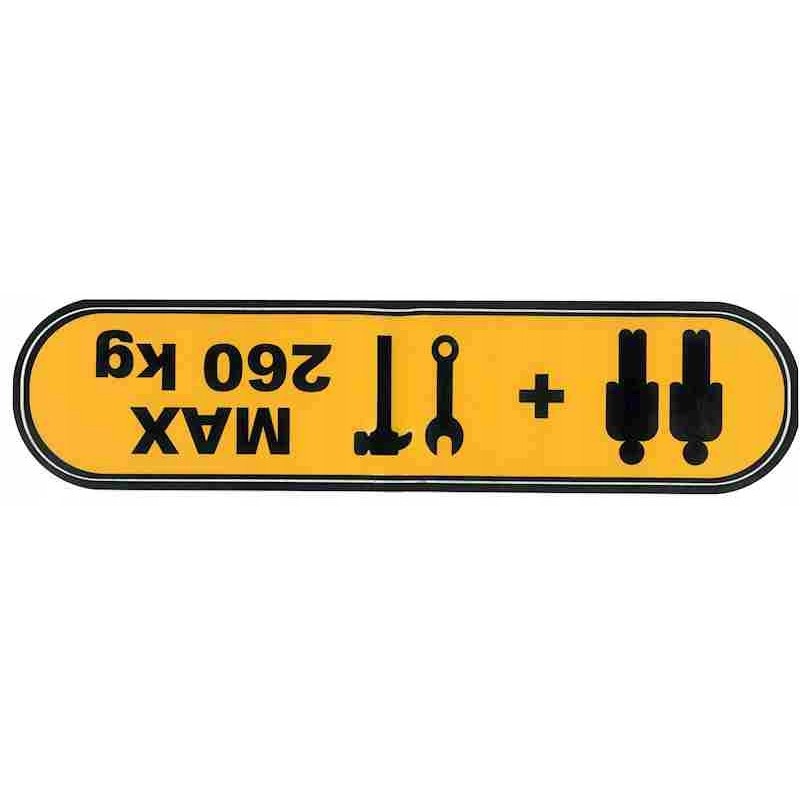 Warning sticker max 260kg 400x90