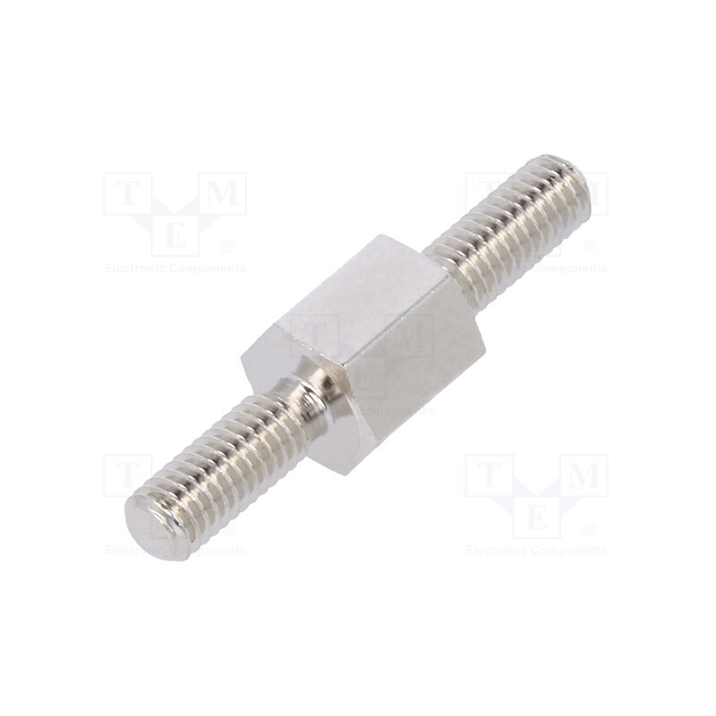 10 pcs x DREMEC - 414X06 - Screwed spacer sleeve, 6mm, Ext.thread: M3, hexagonal, brass