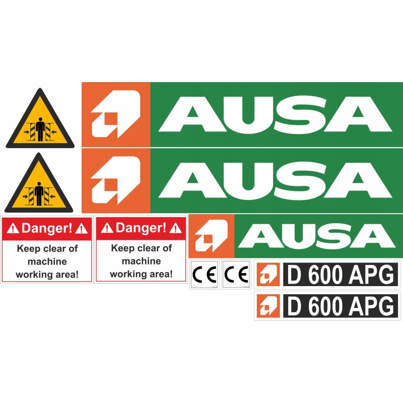 Ausa d600 apg stickers dump truck sticker set