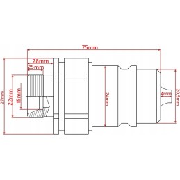 Hydraulic quick connector long euro plug M22