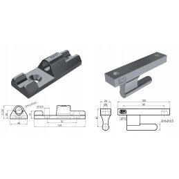 Aluminum side rail hinge L120, set for welding