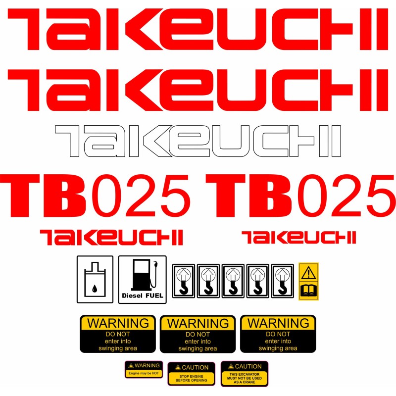 Takeuchi tb025 mini excavator excavator stickers