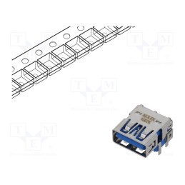 2 pcs x MOLEX - 483910003 - Socket, USB A, on PCBs, THT, PIN: 9, angled 90°, USB 3.0