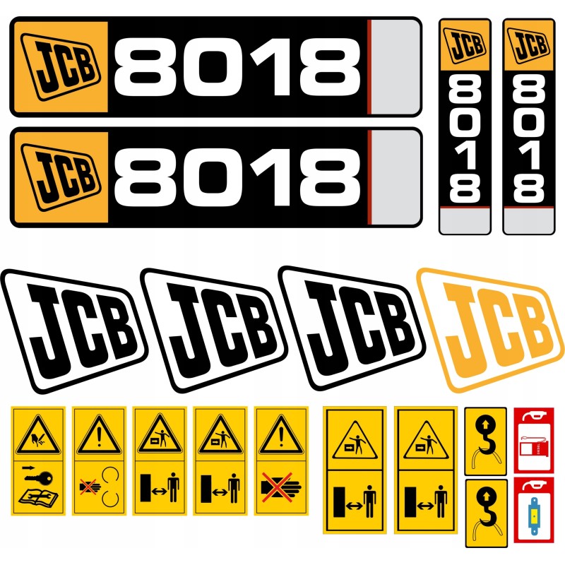 JCB 8018 mini excavator laminated stickers