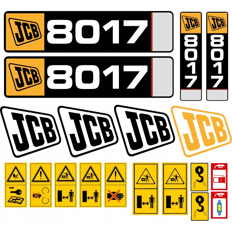 JCB 8017 mini excavator laminated stickers