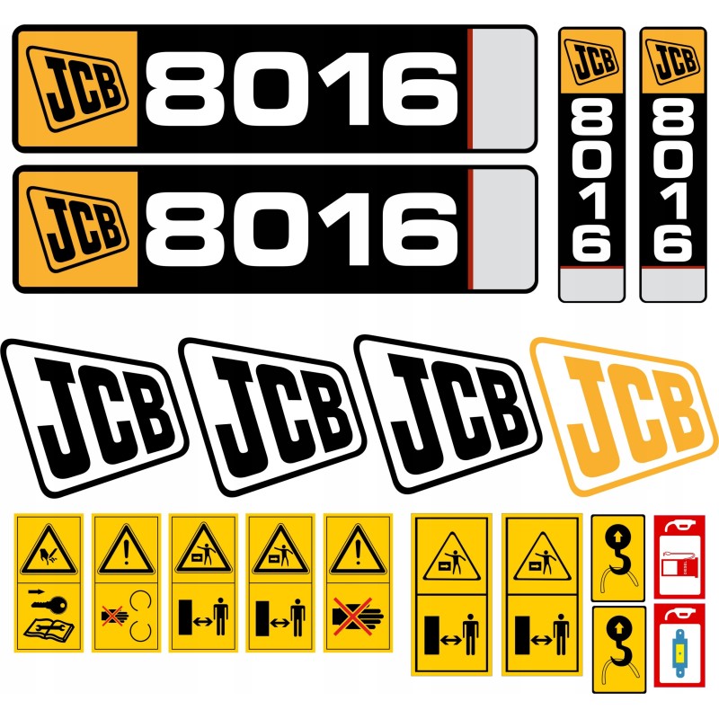JCB 8016 mini excavator laminated stickers