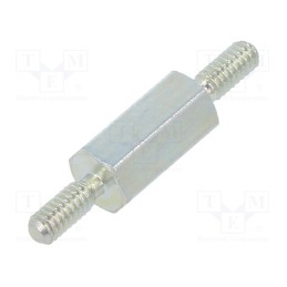 10 pcs x DREMEC - 421X08 - Screwed spacer sleeve, 8mm, Ext.thread: M2, hexagonal, steel, zinc