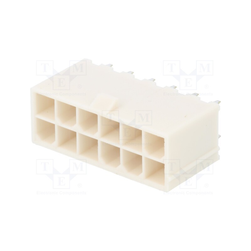 2 pcs x MOLEX - 39288120 - Socket, wire-board, male, Mini-Fit Jr, 4.2mm, PIN: 12, THT, 9A