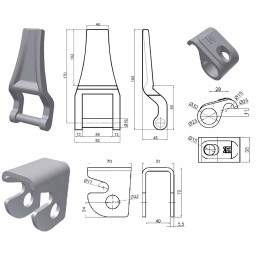 Bottom hinge, bottom opening, diameter 22, over 8 tons