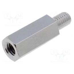 10 pcs x DREMEC - 218X18 - Screwed spacer sleeve, 18mm, Int.thread: M5, Ext.thread: M5, brass