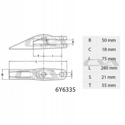 Standard tooth for buckets with bolt spacing 75-80mm 6y6335 9w1879 1358203