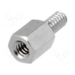 10 pcs x DREMEC - 2100X06/6 - Screwed spacer sleeve, 6mm, Int.thread: UNC4-40, brass, nickel
