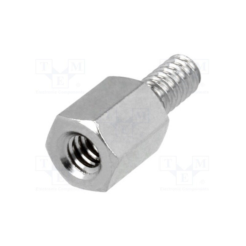 10 pcs x DREMEC - 2100X06/6 - Screwed spacer sleeve, 6mm, Int.thread: UNC4-40, brass, nickel