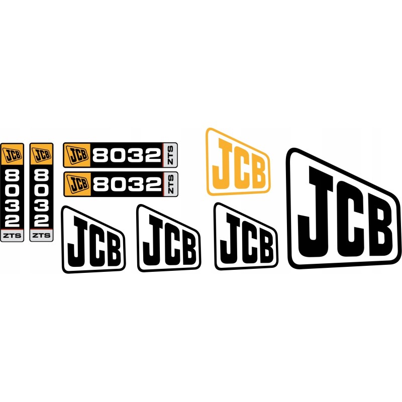 JCB 8032 ZTS mini excavator laminated stickers