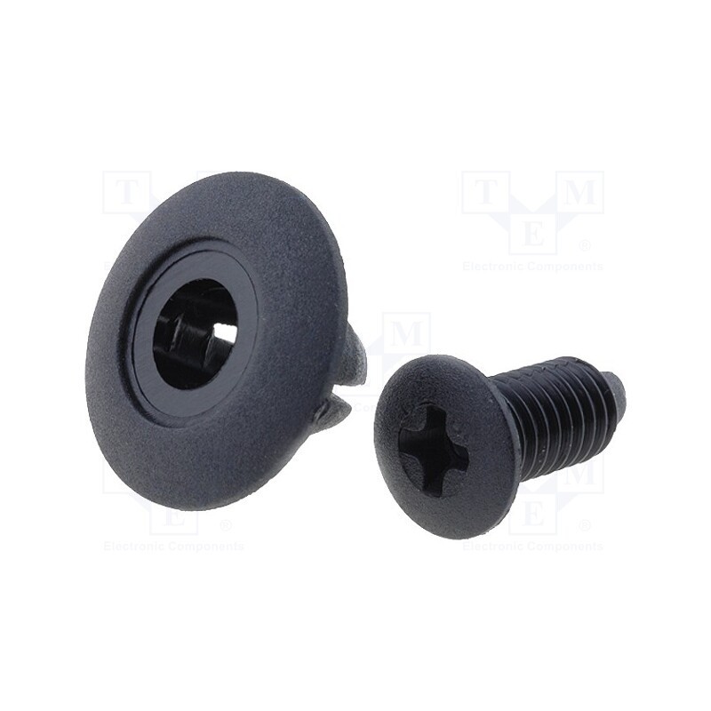 10 pcs x FIX&FASTEN - PR-1 - Rivet, polyamide, Panel cutout diam: 8mm, black