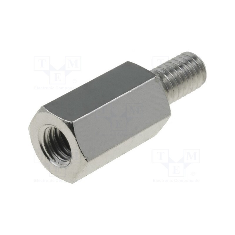 10 pcs x DREMEC - 216X12 - Screwed spacer sleeve, 12mm, Int.thread: M4, Ext.thread: M4, brass