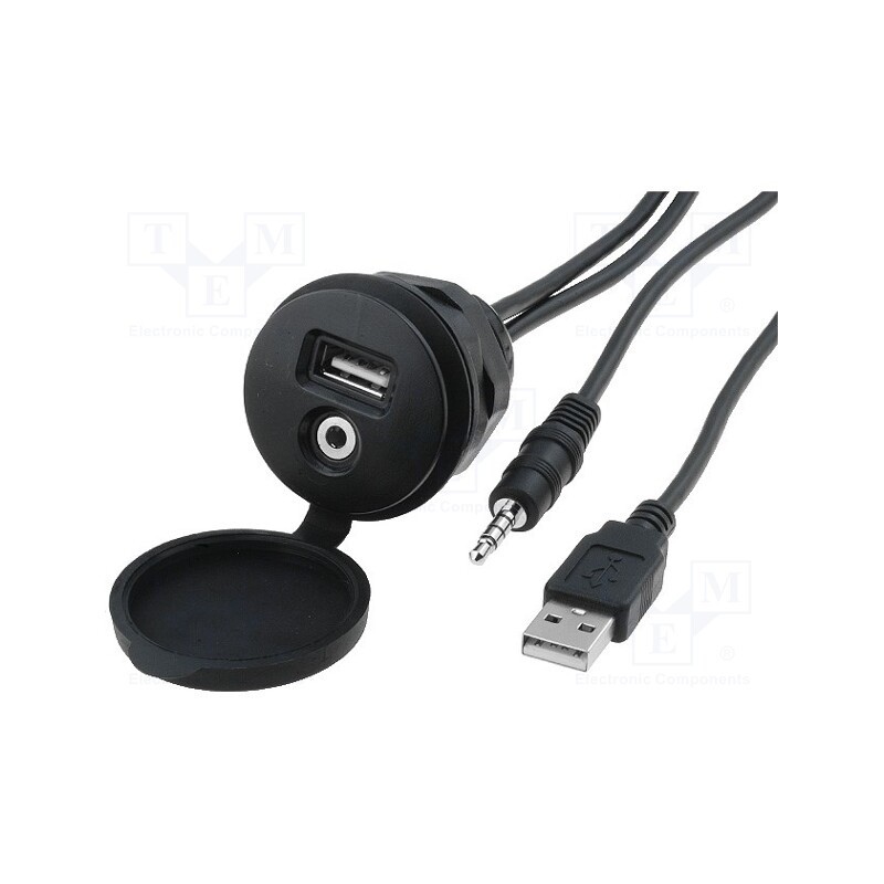 1 pcs x PER.PIC. - C0003-USB - USB/AUX adapter, Jack 3,5mm 4pin socket,USB A socket, 2m