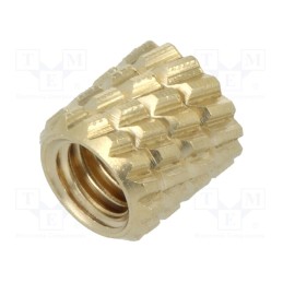 10 pcs x DREMEC - 11M4 - Threaded insert, brass, without coating, M4, L: 5.9mm, Øout: 5.95mm