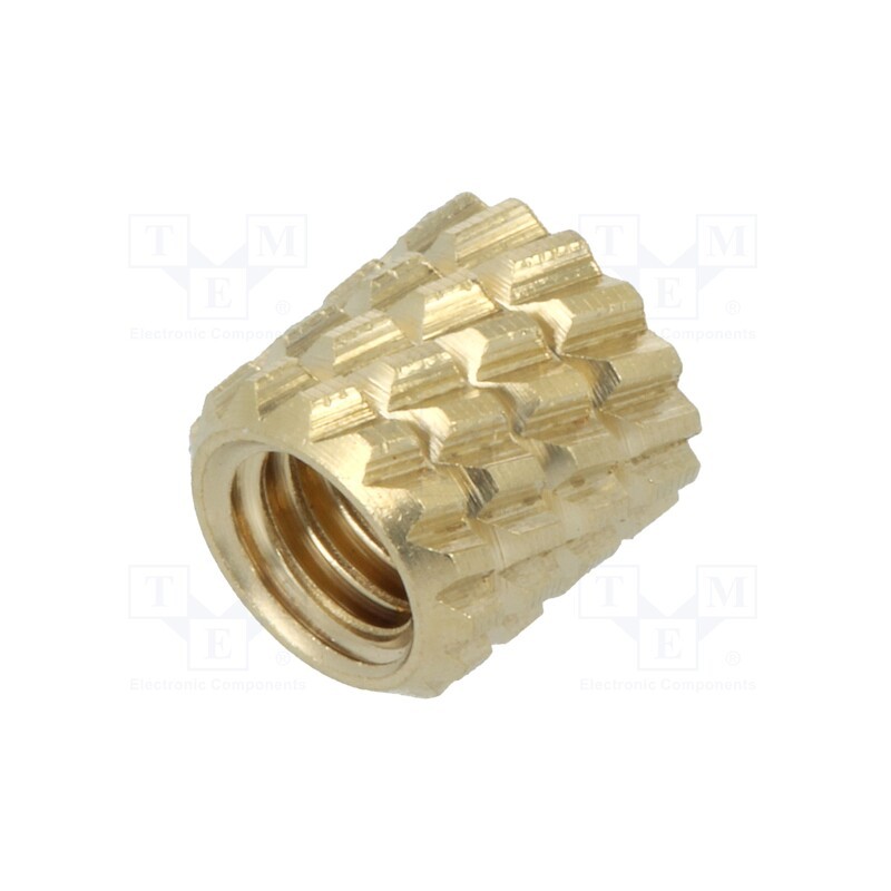 10 pcs x DREMEC - 11M4 - Threaded insert, brass, without coating, M4, L: 5.9mm, Øout: 5.95mm