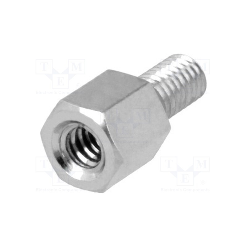 10 pcs x DREMEC - 2103X05/6 - Screwed spacer sleeve, 5mm, Int.thread: UNC4-40, Ext.thread: M3