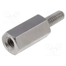 10 pcs x DREMEC - 211X06 - Screwed spacer sleeve, 6mm, Int.thread: M2, Ext.thread: M2, brass