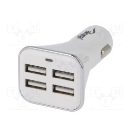 1 pcs x AKYGA - AK-CH-09 - USB power supply, USB A socket x4, Sup.volt: 12÷24VDC, white