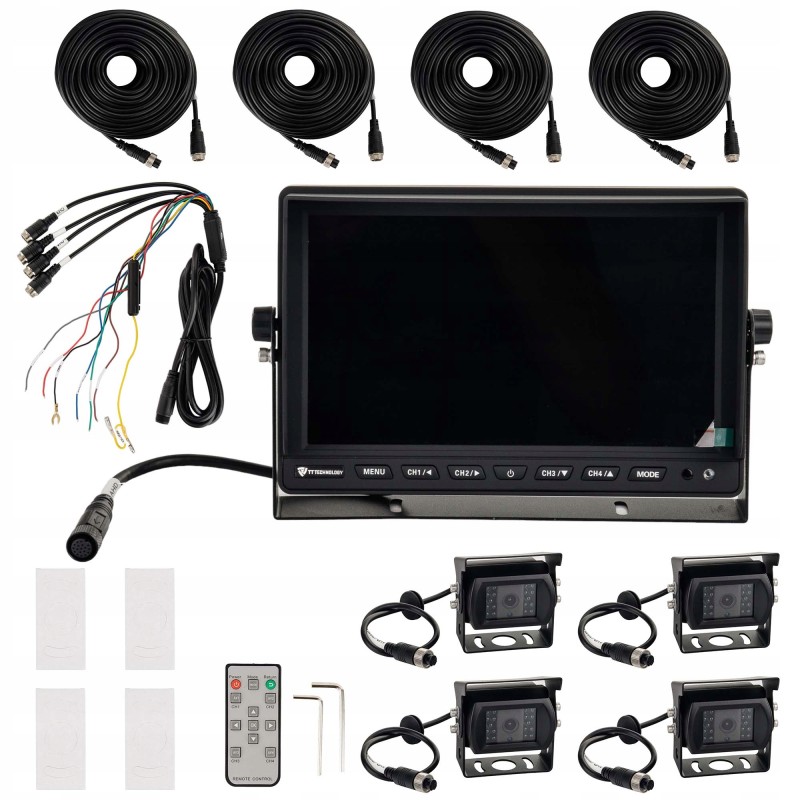 Set of reversing cameras 4 pcs. split monitor 12 24v