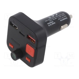 1 pcs x SAVIO - SAVFMTRANSTR-15 - FM transmitter, USB A socket x2,USB C socket, black, Uin: 12÷24V