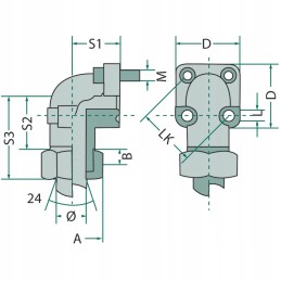 Threaded connector 47mm 22mm 30mm granite