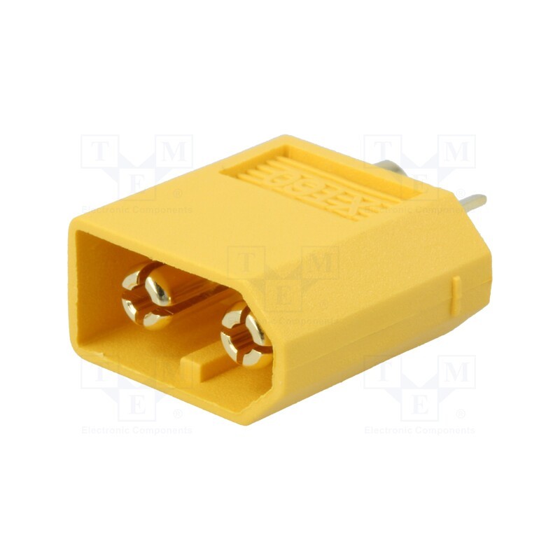 1 pcs x AMASS - XT60-M - Plug, DC supply, XT60, male, PIN: 2, for cable, soldering, yellow