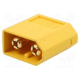 1 pcs x AMASS - XT60UPB-M - Socket, DC supply, XT60, male, PIN: 2, on PCBs, THT, yellow, 30A, 500V