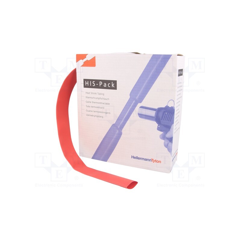 1 pcs x HELLERMANNTYTON - 300-31902 - Heat shrink sleeve, 2: 1, 19.1mm, L: 5m, red, cardboard packaging