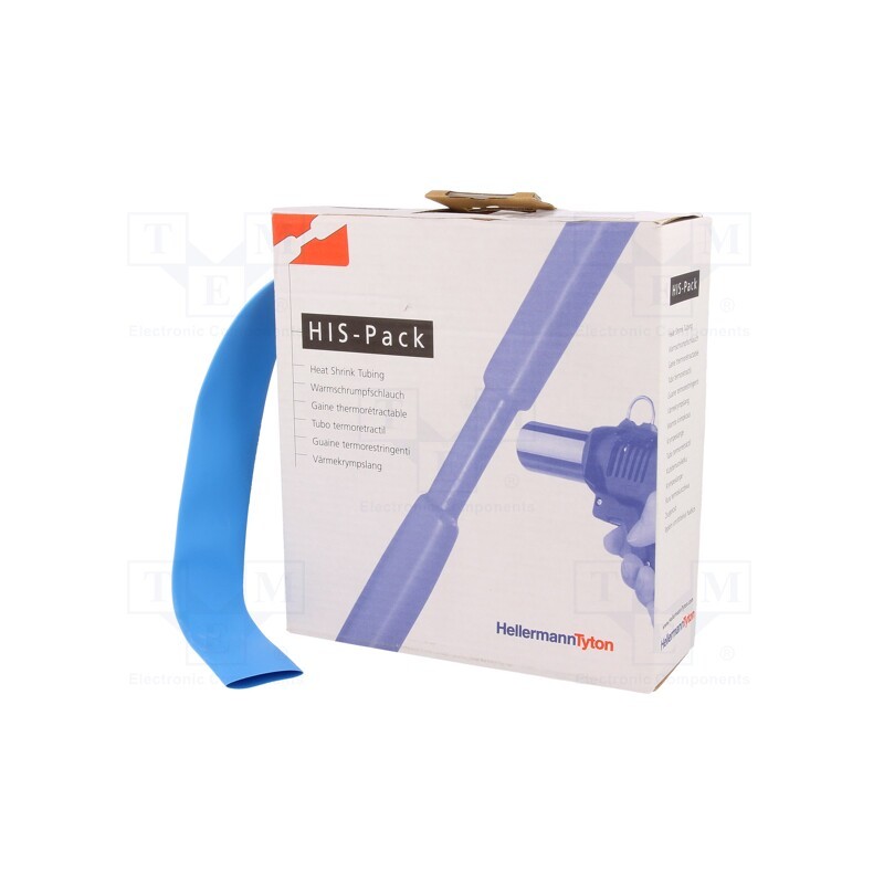 1 pcs x HELLERMANNTYTON - 300-31906 - Heat shrink sleeve, 2: 1, 19.1mm, L: 5m, blue, cardboard packaging