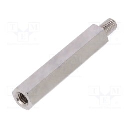 10 pcs x DREMEC - 219X50 - Screwed spacer sleeve, 50mm, Int.thread: M6, Ext.thread: M6, brass