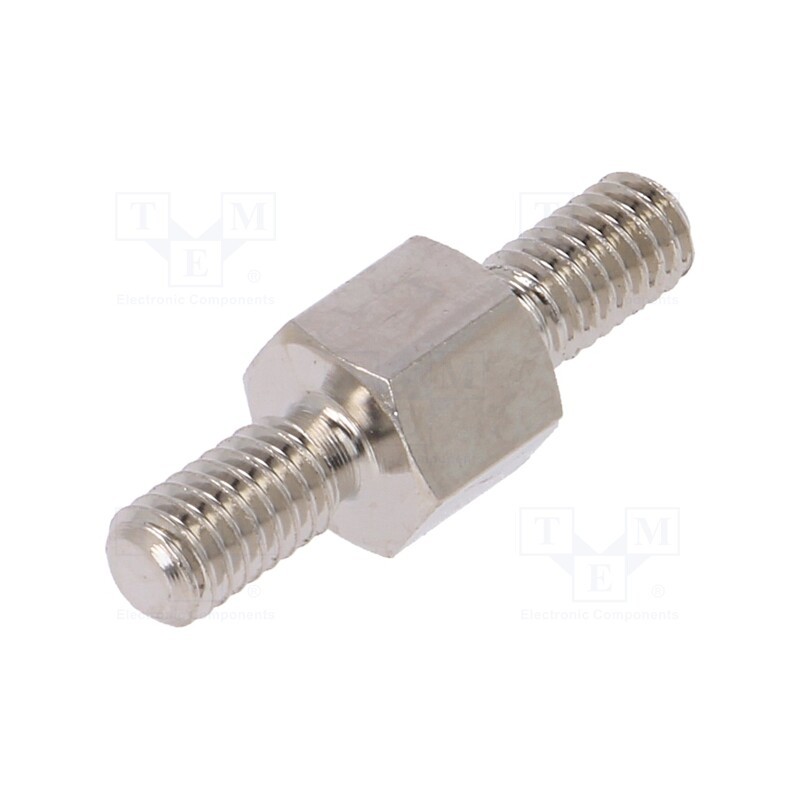 10 pcs x DREMEC - 416X06 - Screwed spacer sleeve, 6mm, Ext.thread: M4, hexagonal, brass