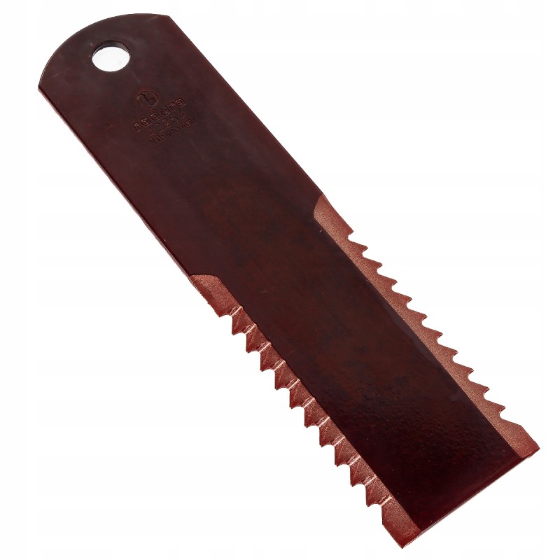 Serrated forage harvester knife 195x50x3mm fi 12 radura