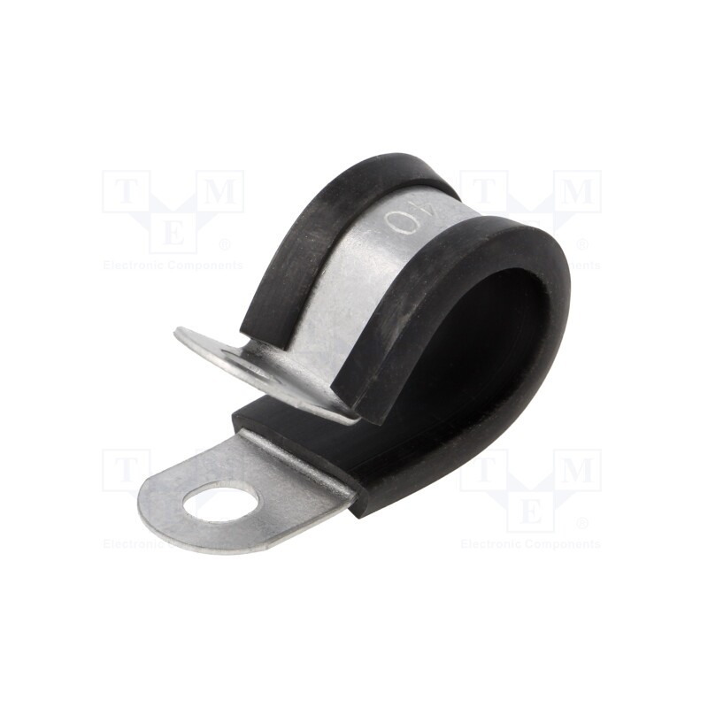 10 pcs x HELLERMANNTYTON - 166-50602 - Fixing clamp, ØBundle : 17mm, W: 12.7mm, steel, Cover material: PVC