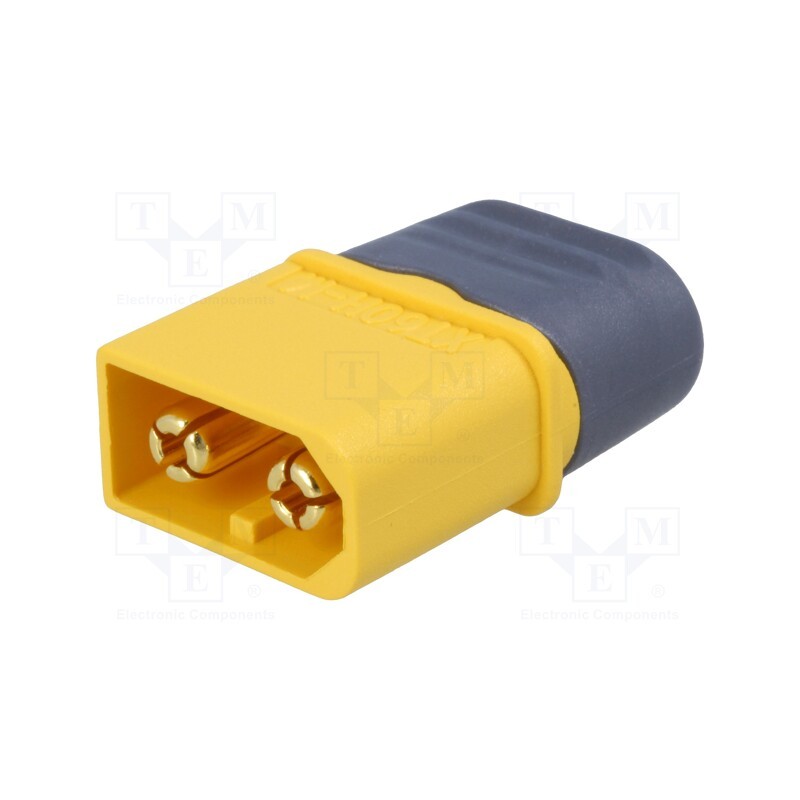 1 pcs x AMASS - XT60H-M - Plug, DC supply, XT60, male, PIN: 2, for cable, soldering, yellow