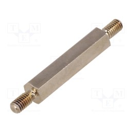 10 pcs x DREMEC - 416X30 - Screwed spacer sleeve, 30mm, Ext.thread: M4, hexagonal, brass