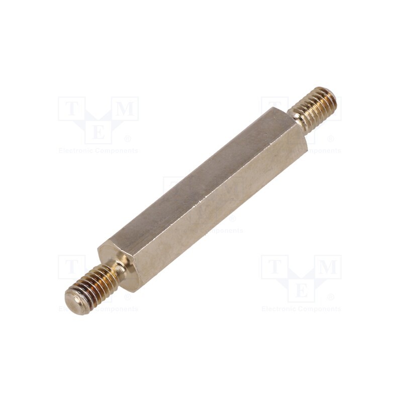 10 pcs x DREMEC - 416X30 - Screwed spacer sleeve, 30mm, Ext.thread: M4, hexagonal, brass