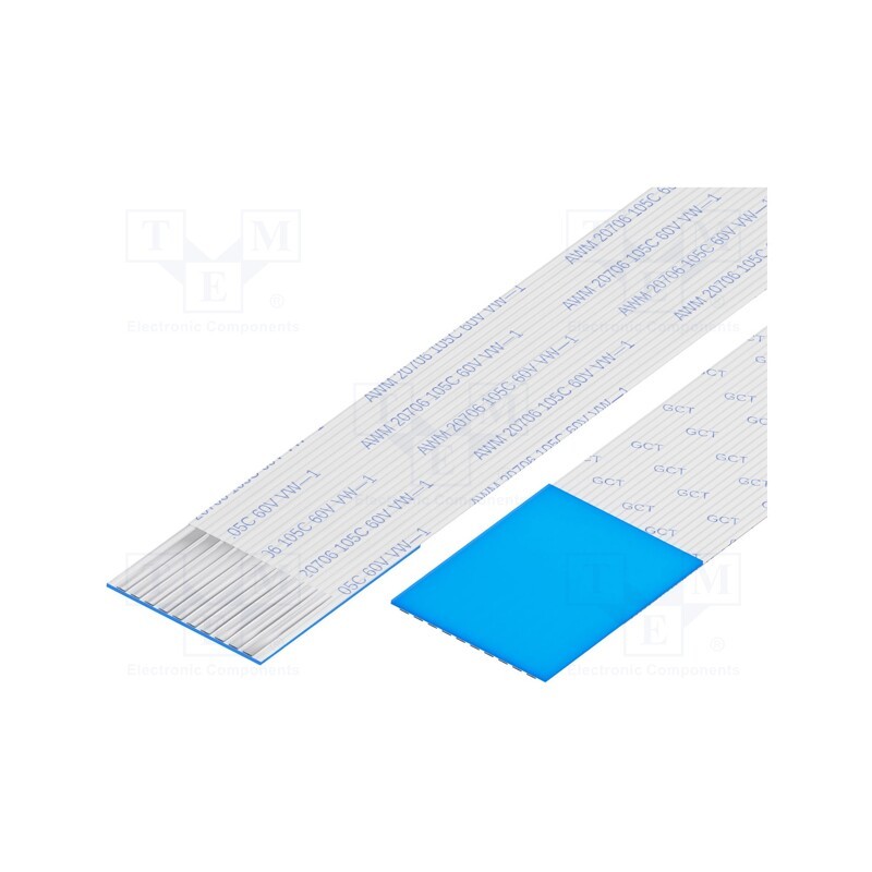 1 pcs x Global Connector Technology (GCT) - 10-10-D-0101-C-4-08-4-T - FFC cable, Cores: 10, Cable ph: 1mm, L: 101mm, 60V, Platin