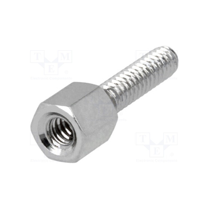 10 pcs x DREMEC - 2100X05/12 - Screwed spacer sleeve, 5mm, Int.thread: UNC4-40, brass, nickel